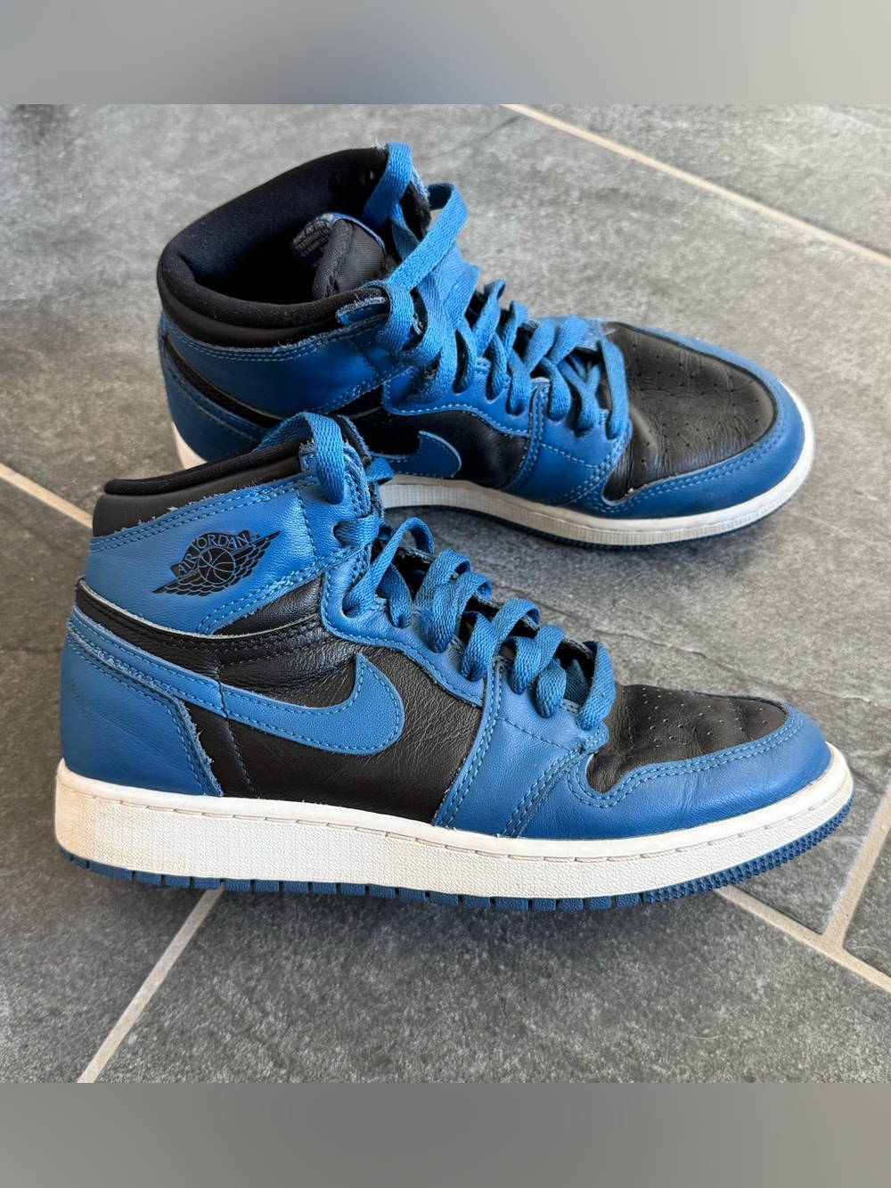 Jordan Youth Black and Blue High-Top Sneakers